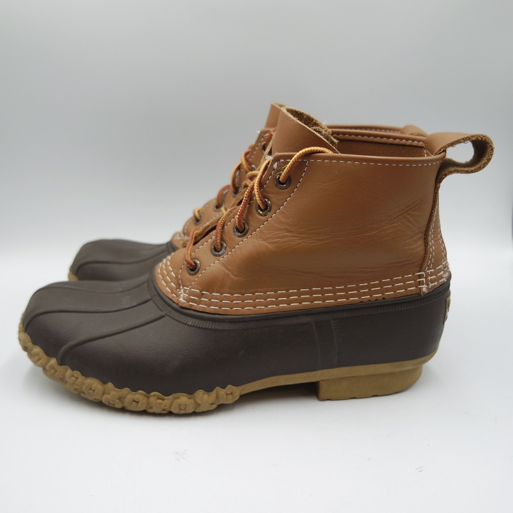 Vintage LL Bean Boots Womens Size 9 Brown Tan Leather Duck Boots Made in USA